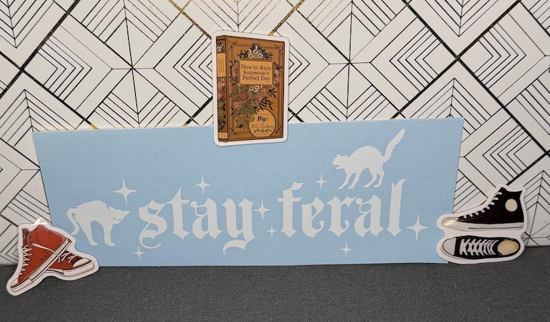 Stay Feral Cat Decal | Permanent Vinyl Sticker, Laptop Tumbler Customization image 3
