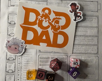 D&D Dad Vinyl Decal | Dungeon Master Car Sticker (Permanent)