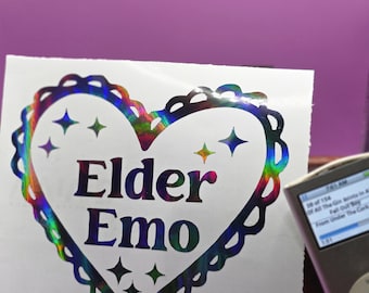 Elder Emo Frilly Heart Vinyl Decal | Millennial Gothic Nostalgia Sticker