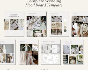 Wedding Mood Board Template, Wedding Vision Board, Digital Wedding Planner Template, Wedding Design Guide, Editable Digital Planner