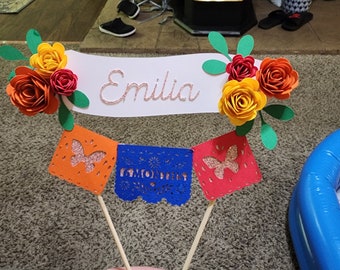 Personalized Floral Cake Topper, Party Decoration
