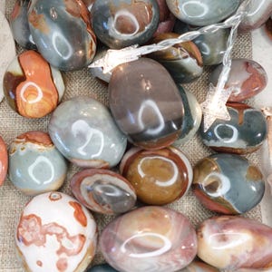 Polychrome Jasper Natural Palm Stone Smooth Polished Carved Crystal for Home Decor Christmas Xmas Gift Garden Calm Anxiety Meditation
