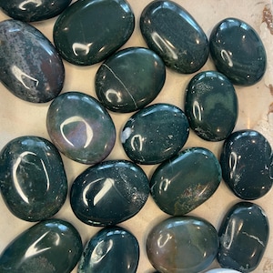 Bloodstone Palm Stone: Polished Carved Crystal for Anxiety Relief