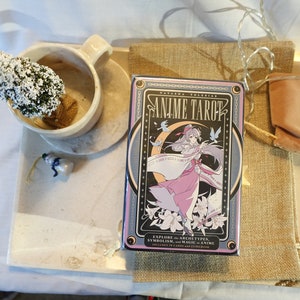 Baraja de tarot de anime y guía para la ansiedad y la fortuna, libro de bolsillo con licencia, regalo de decoración para el hogar de Navidad, juego de cartas del tarot