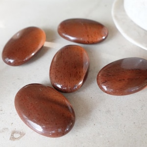 Polished Mahogany Obsidian Palm Stone: Grounding Worry Stone