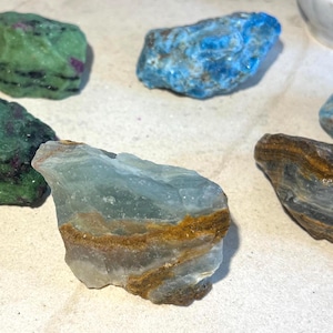 Raw Crystal Healing Power Pack: Blue Apatite, Ruby Fuchsite, Blue Onyx