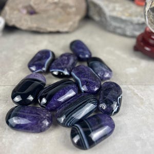 Uruguay Purple Sardonyx Natural Crystal Palm Polished Worry Stone Home Decor Anxiety Pocket Distraction Meditation Gift Birthday Christmas