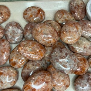 Brazilian Sunstone Palm Stone: Polished Worry Stone, Meditation Crystal