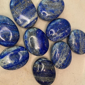 Afghan Lapis Lazuli Palm Stone: Polished Worry Stone, Meditation Decor