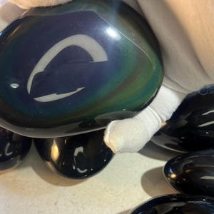 Shimmering Rainbow Obsidian Free Form Stone: Polished Carved Crystal Decor