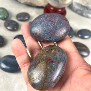 Ruby in Kyanite Matrix Palm Stone: Anxiety Relief, Home Decor Home Decor Worry Pocket Stress Anxiety Palm Stone