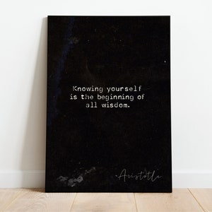 Aristotle Quote, Knowing Yourself Is The Beginning, Stoic Quote, Inspirational, Motivational