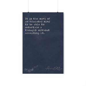 Aristotle Quote, It Is The Mark Of An Educated Mind, Stoic Quote, Inspirational, Motivational