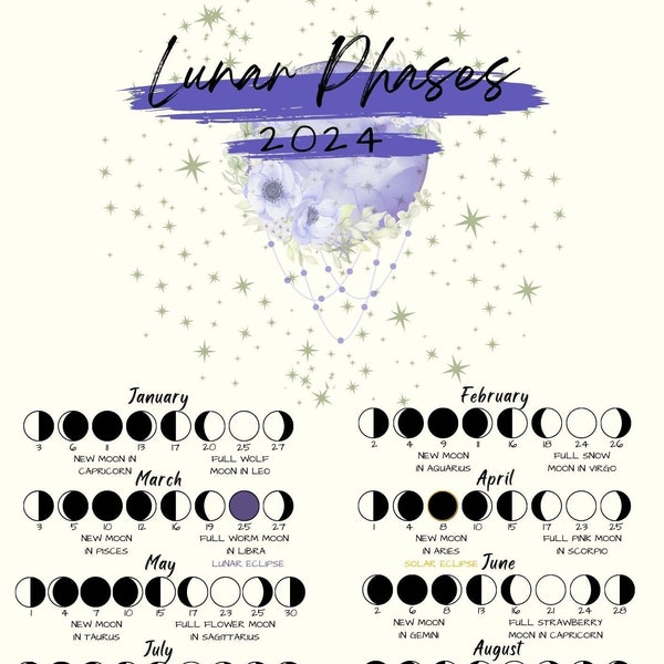 Moon Calendar Etsy
