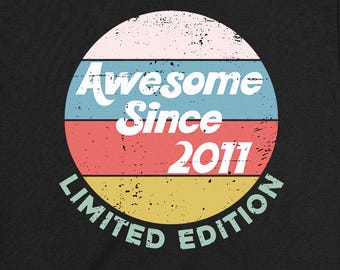 15th Birthday Gift For Girl Birthday T Shirt Custom Year Bday Present For Boy Personalized TShirt Teen Fifteen Year Old Awesome Since 2011