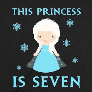 7th Birthday Gift For Girls T Shirt Princess TShirt 7 Year Old Birthday Outfit Seventh Birthday Party Seven Bday Tee For Her - BG672