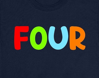 4-årsdagströja, fyraåring, present till småbarn, barnkläder, 4-årsdagströja, fjärde födelsedagspresent för barn, pojkar och flickor, t-shirt - BG653