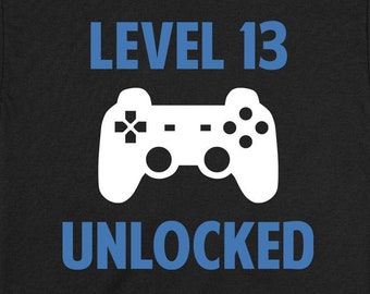 Shirt verjaardag gamer 13e verjaardagscadeau voor jongens tiener verjaardag aanwezig dertien jaar oud B-dag T-shirt aangepast leeftijd niveau 13 ontgrendeld - BG713