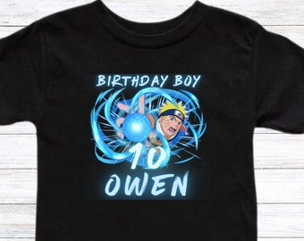 Chemises Naruto assorties pour l'anniversaire de la famille | Chemises d'anniversaire animées de groupe | Chemise anniversaire fille | Renard à neuf queues | Naruto Rasengan