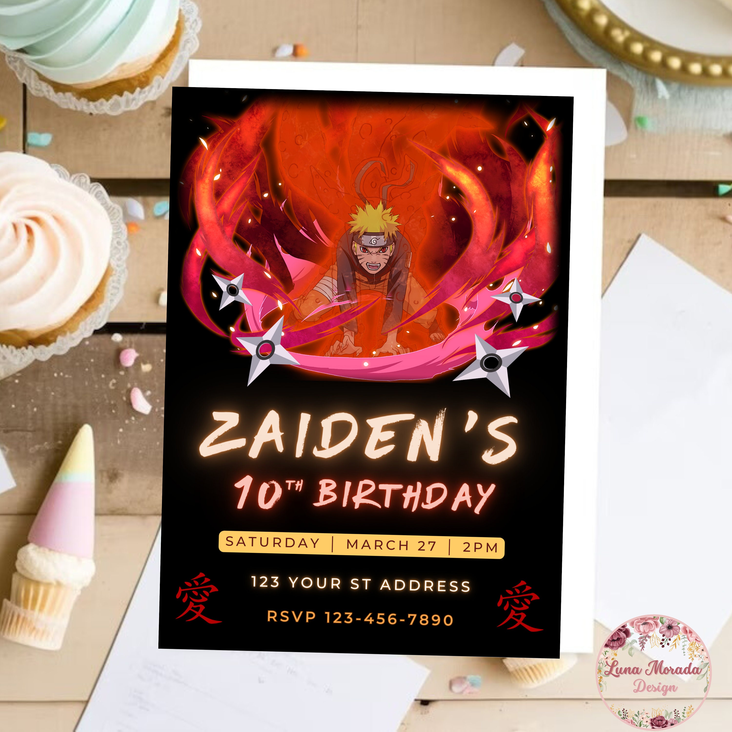 Editable Naruto Birthday Party Invitation Digital Printable Editable ...