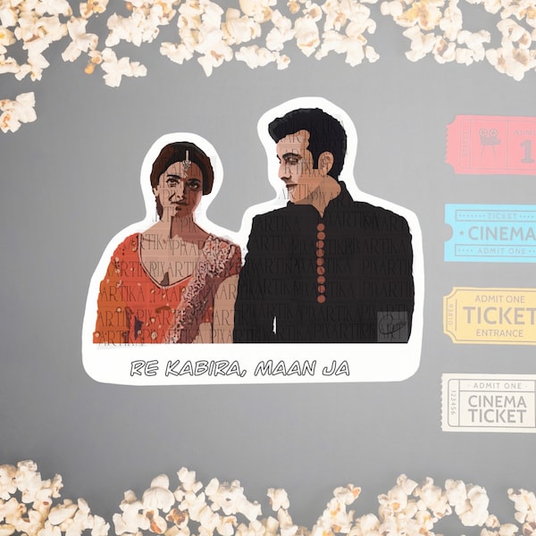 YJHD Kabira Sticker | Bollywood Romance | Ranbir-Deepika Art | Iconic Movie Scene | Yeh Jawani hai deewani | Desi sticker | 10 Years of YJHD