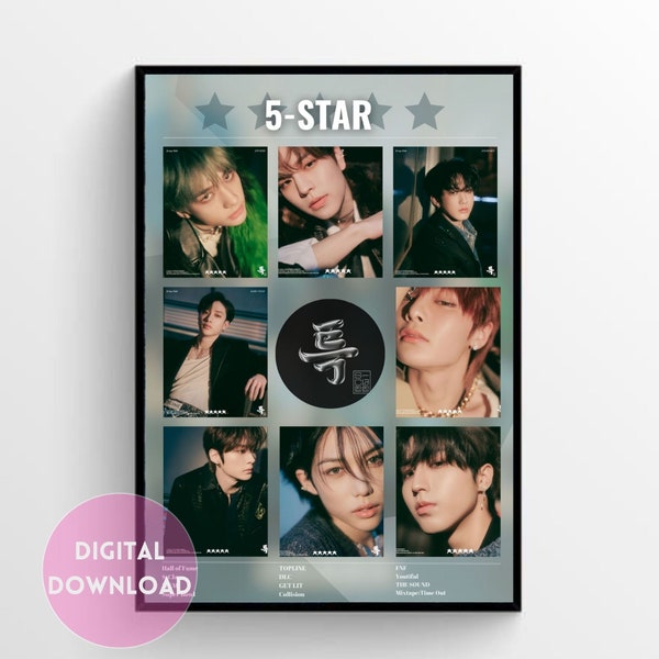 SKZ, Stray Kids OT8 Digital Downloadable Print Wall Art Poster of 5-STAR Album (printed, downloadable)