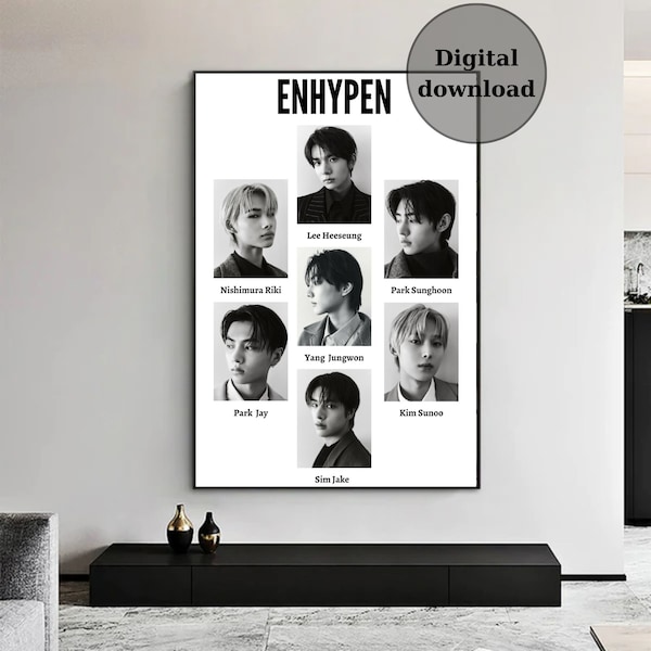 ENHA Enhypen OT7 Poster, Enhypen kunst aan de muur, Enhypen digitale poster, Enhypen OT7 Digitale Downloadbare