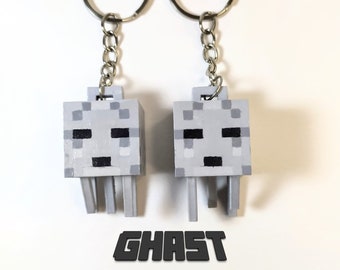 Llaveros de Halloween Ghast Minecraft / 3D / Mini / Figura de juego de píxeles / Regalo hecho a mano