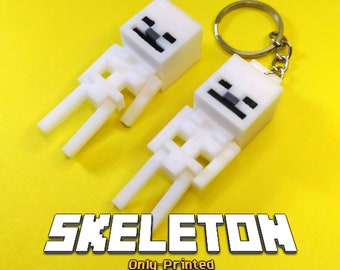 Llavero y figura de esqueleto de Minecraft / Figura de juego de píxeles / Esqueleto de bebé / Regalo hecho a mano
