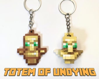 Llavero Tótem de la Inmortalidad de Minecraft / Original o 3D / Figura de juego de píxeles / ENVÍO GRATIS a EE. UU. / Regalo hecho a mano