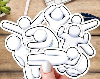MECCHA CHAMELEON Poses Sticker Pack, Funny Hide and Seek Game Stickers, White Chameleon Vinyl Stickers, Gamer Gift Bundle