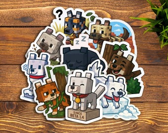 Dog Sticker, Minecraft Dogs Wolfs, Pale Dog, Rusty Dog, Spotted Dog, Black Dog, Striped Dog, Snowy Dog, Ashen Dog, Woods Dog, Chestnut Dog