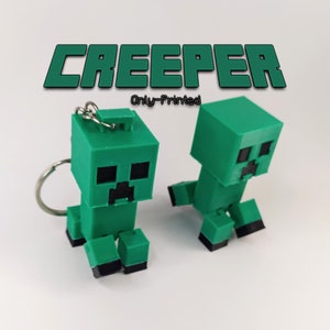 Creeper Keychain and Figurine Minecraft-Inspired | Posable Figurine | Baby Creeper | Pixel Game Keychain | Handmade Gift
