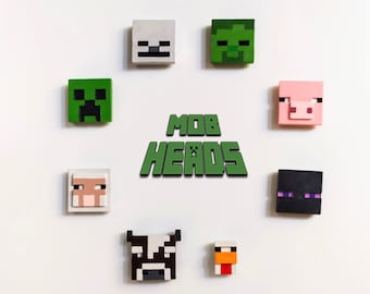 Imanes de cabeza de mafia de Minercaft / Diseños 3D / ENVÍO GRATIS a EE. UU. / Regalo hecho a mano / Zombie, vaca, esqueleto, enredadera y mucho más