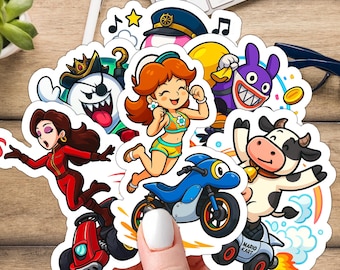 Cow, Pauline, Daisy y MÁS... Pegatinas de vinilo MKW: paquete de 10 personajes con nuevos atuendos y poses especiales / Resistentes al agua