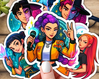 Pack de pegatinas de vinilo de KPop Hunters: Rumi, Mira, Zoey y Jinu, Romance, Misterio, Abby, Bebé – Anime K-Pop