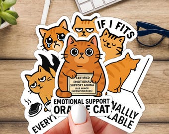 Orange Cat Meme Sticker Set – Funny Vinyl Stickers - Water-Resistant - Die Cut Vinyl Sticker -Laptops, Water Bottles