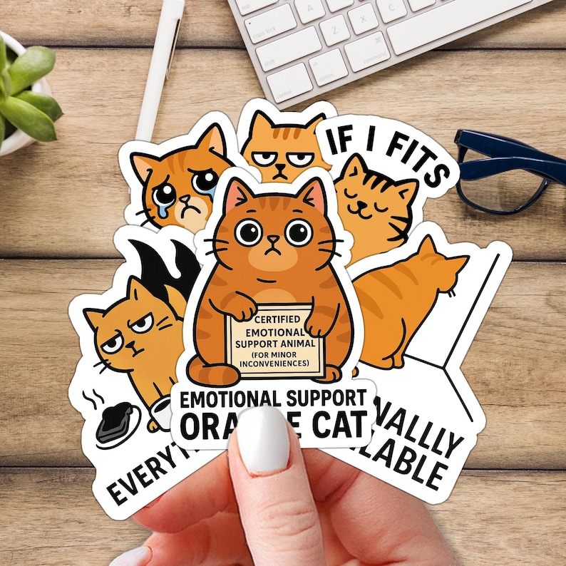 Orange Cat Meme Sticker Set – Funny Vinyl Stickers - Water-resistant ...
