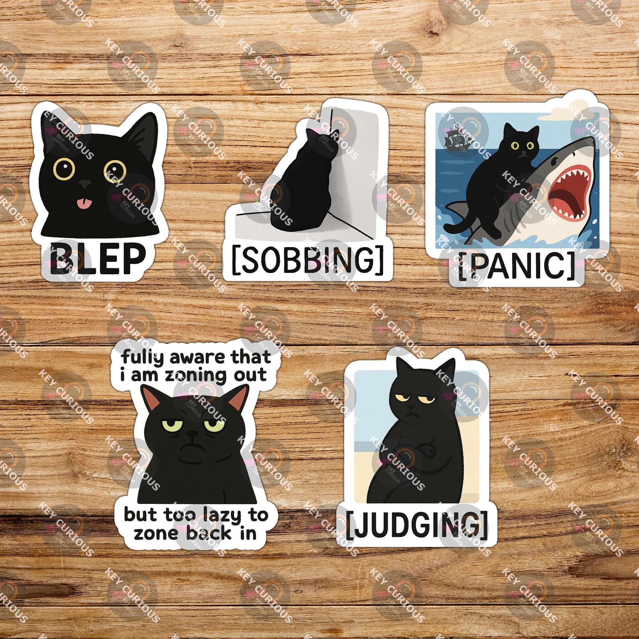 Black Cat Meme Sticker Set – Funny Void Cat Vinyl Stickers for Laptops ...