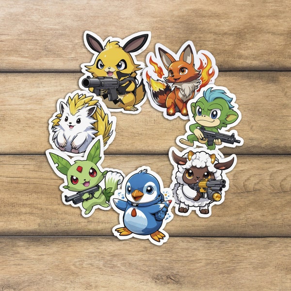 Palworld Sticker, Cute Sticker, pokemon, Game Stickers, Lamball, Grizbolt, Jolthog, lifmunk, Foxparks, Tanzee, Pengullet