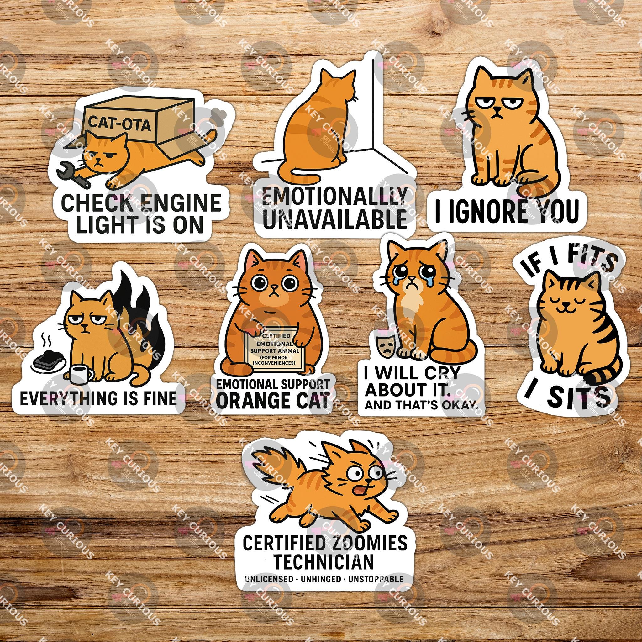 Orange Cat Meme Sticker Set – Funny Vinyl Stickers - Water-resistant ...
