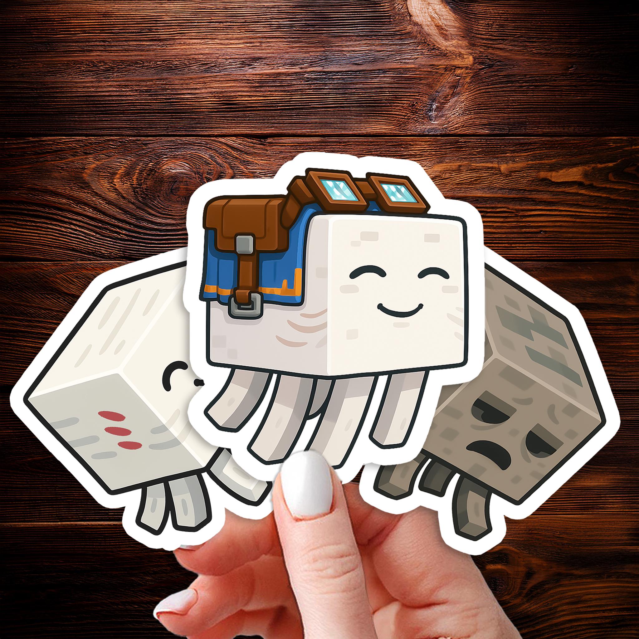 Neue getrocknete Ghast- und Ghastling-Vinyl-Aufkleber, Minecraft-Ghast-Pack, Happy Ghast, wasserfest, Blockspielaufkleber