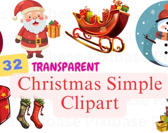 Pacchetto di clipart natalizie di Winter Wonderland - Download digitale per Scrapbooking, Progetti artigianali, Biglietti di auguri / Immagini PNG / Babbo Natale, Pupazzo di neve