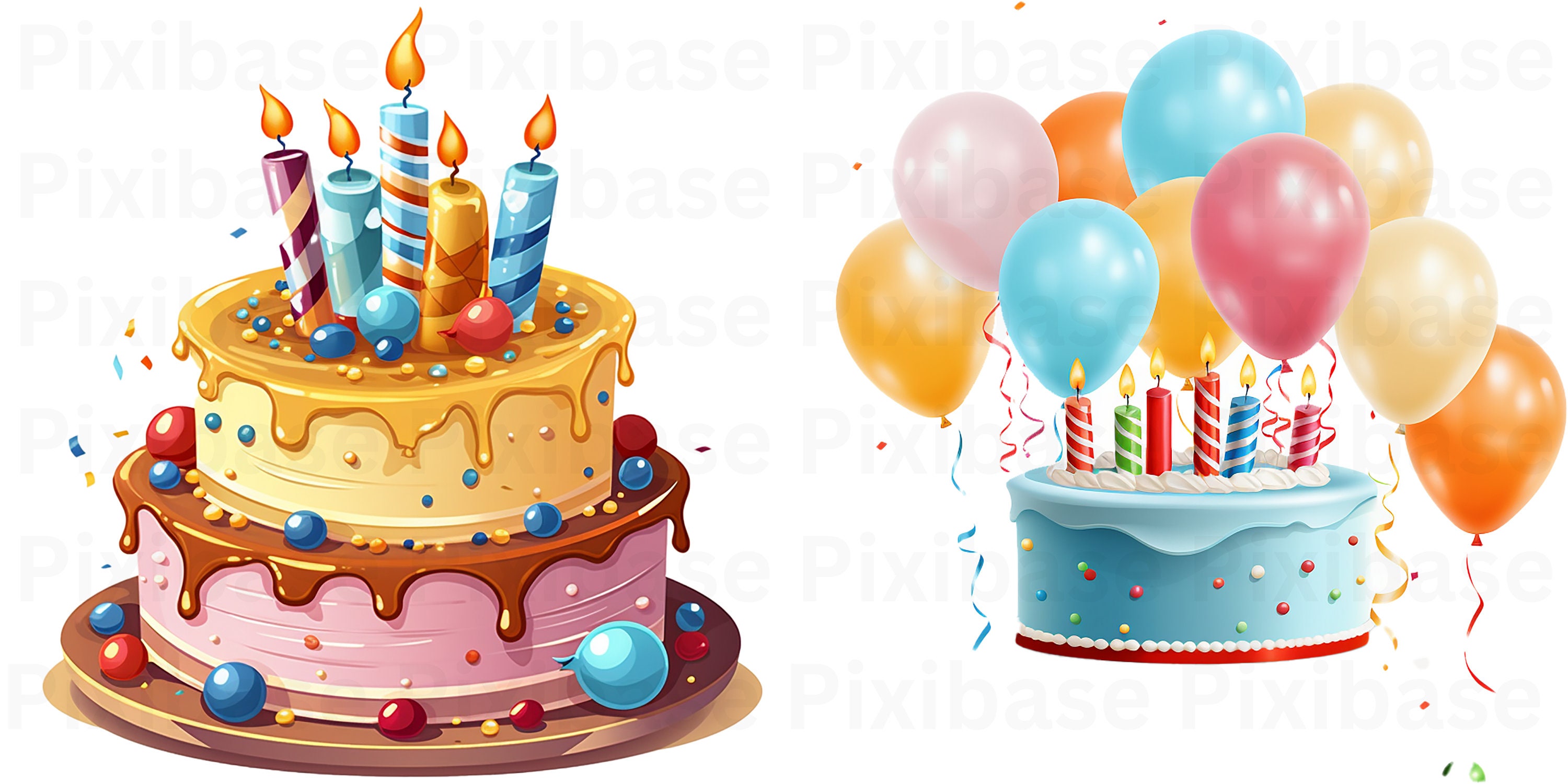 Birthday Party Cartoon Clip Art Bundle 16 Transparent PNG Images of