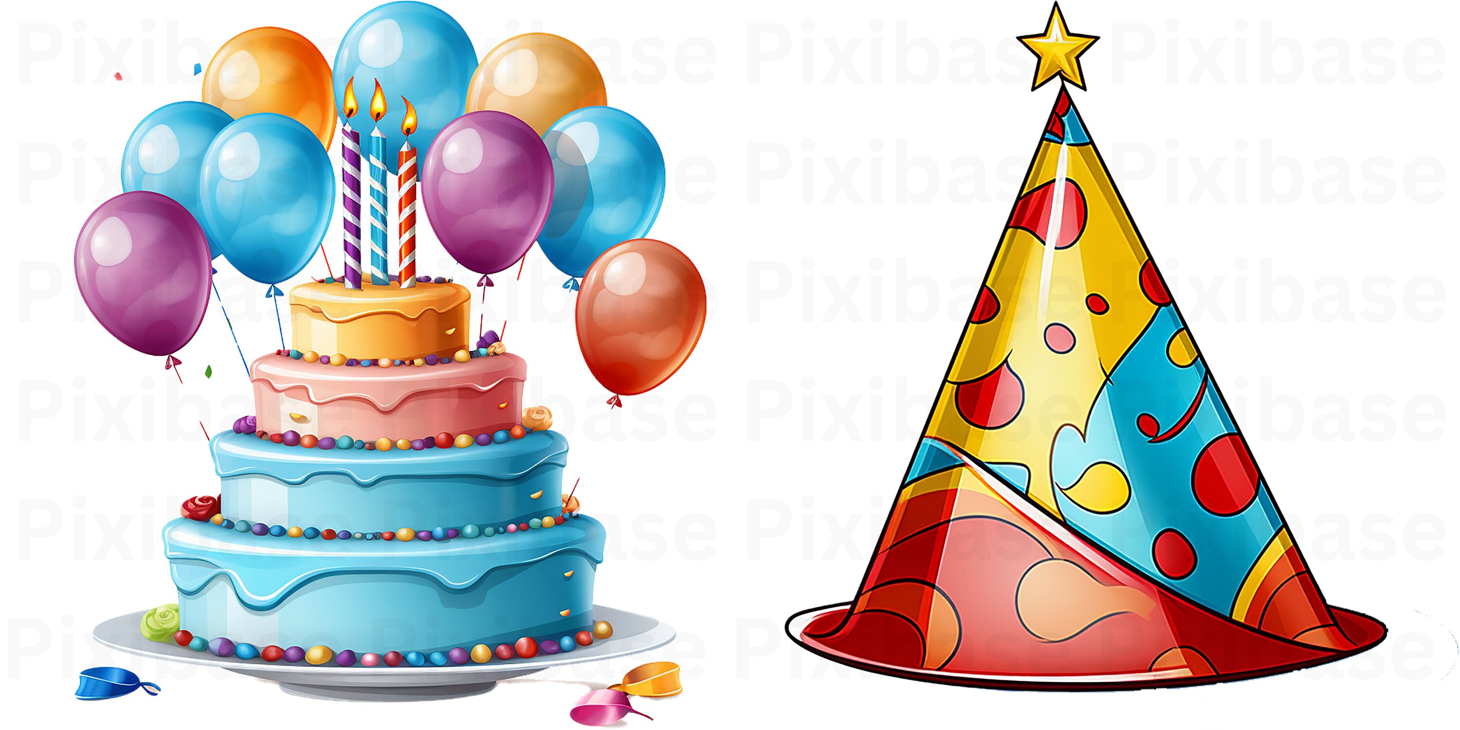 Birthday Party Cartoon Clip Art Bundle 16 Transparent PNG Images of