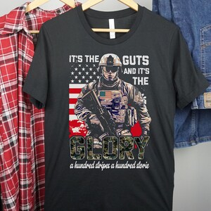 Guts and Glory, Men&#39;s T-shirt, Women&#39;s T-shirt, Fourth of July, Gifts for Dad, Gifts for Mom, Independence Day, Patriotism, Military