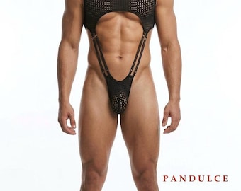 Men's Exotic Sheer Mesh Bodysuit