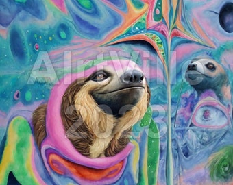 Psychedelic Sloths | Digital Art Bundle | Printable Wall Art | Instant Download