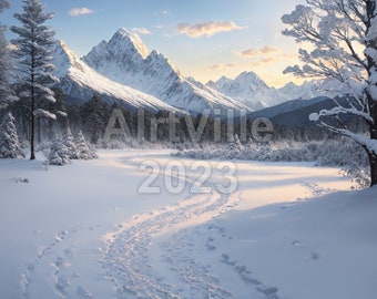 Snowy Fantasy Mountains | DnD Landscapes | Digital Art Bundle