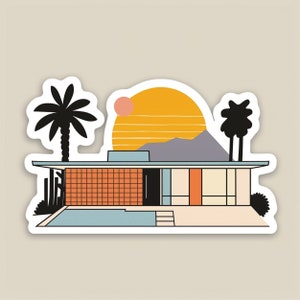 Mid Century Modern Home Aufkleber | Palm Springs